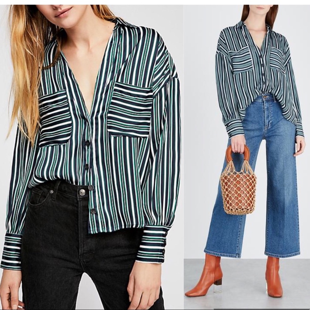 Free People Mad about you stripped shirt